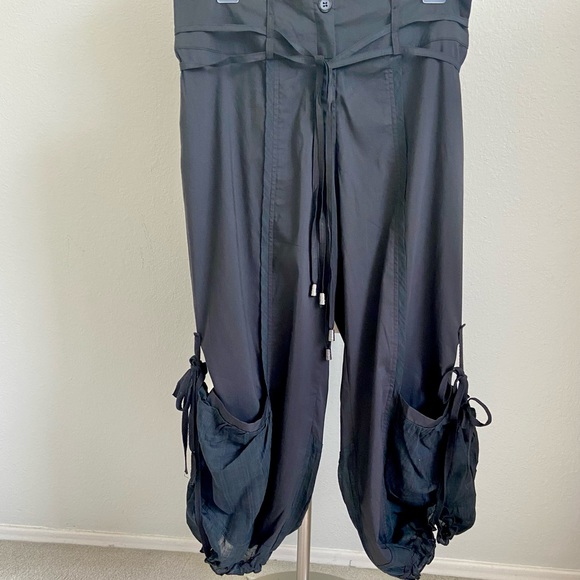 DZ Havael Pants - DZHavael Black Harem Pants With Ties Loose Fit